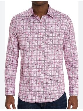 Robert Graham Men’s Vine Stretch Woven Button Down Dress Shirt Size XL